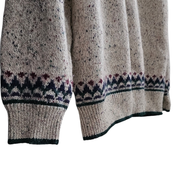 Vintage Northern Reflections Cream Green Burgundy Wool Cotton Fair Isle Sweater - Picture 6 of 8